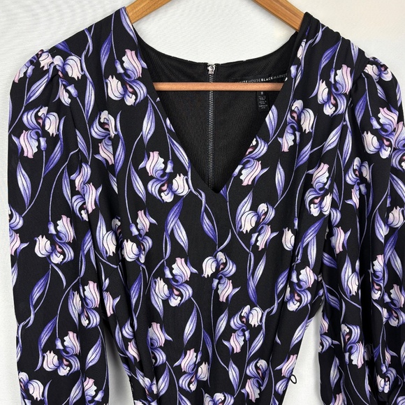 WHBM Women BalloonSleeve Tie Waist Mini Dress Sz 8 Party Cocktail Flirty Wedding - Picture 2 of 11